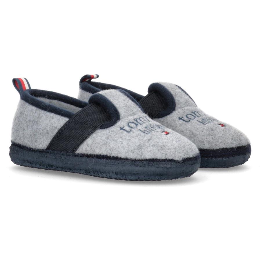 NU 21% KORTING: Tommy Hilfiger Pantoffels INDOOR SLIPPER BLUE met gestreepte aantreklus