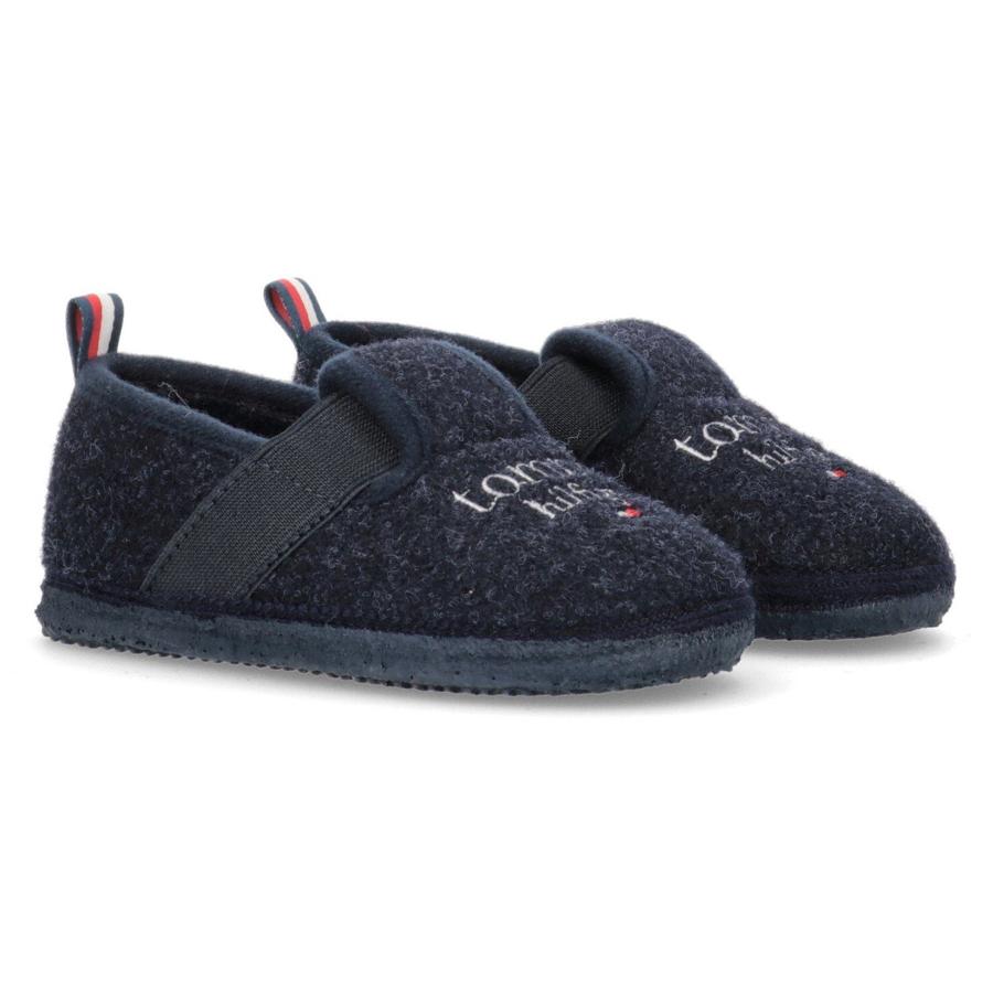 NU 21% KORTING: Tommy Hilfiger Pantoffels INDOOR SLIPPER BLUE met gestreepte aantreklus