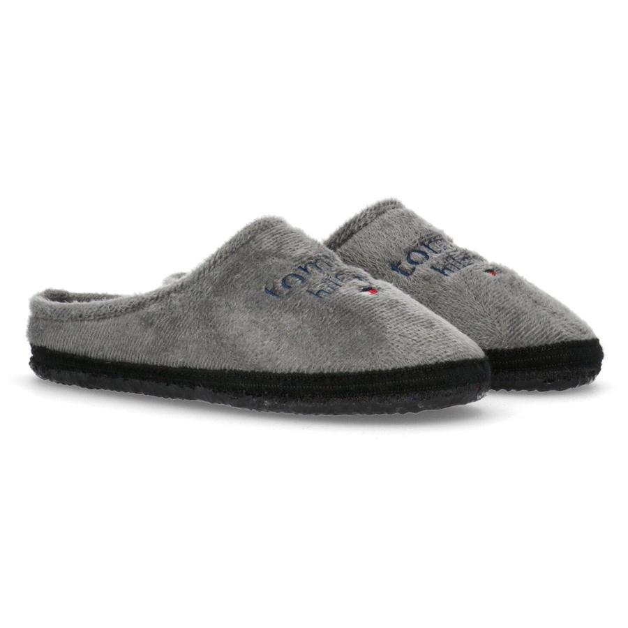 NU 21% KORTING: Tommy Hilfiger Pantoffels INDOOR SLIPPER GREY met geborduurd logo